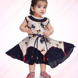 BAESD Kids Floral Round Neck Sleeveless Concealed Zip Cotton Fit and Flare Dress-image-50