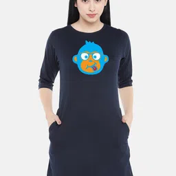 STATUS MANTRA Graphic Printed Cotton T-shirt Dress-image-84