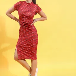 Tokyo Talkies Red All Over Printed Bodycon Dress-image-20