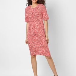 Campus Sutra Red Floral Sheath Dress-image-13