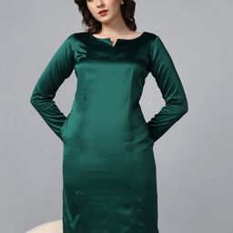 PowerSutra Notch Neck Satin Sheath Dress-image-85
