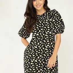 DressBerry Abstract Printed Puff Sleeves Sheath Dress-picture-27