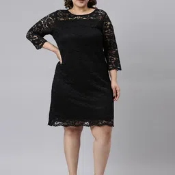 The Pink Moon Black Lace Sheath Dress-picture-53