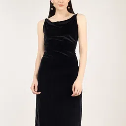 ANVI Be Yourself Black Shoulder Straps Sleeveless Opaque Sheath Dress-image-41
