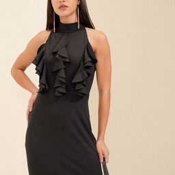 Tokyo Talkies Choker Neck Sleeveless Ruffled A-Line Mini Dress-image-73