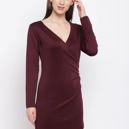 RIVI Women Maroon Solid Sheath Dress-image-23