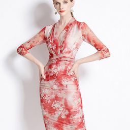 JC Collection Floral Printed V-Neck Sheath Dress-image-54