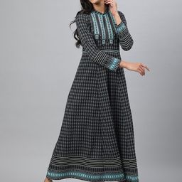 AURELIA Black Ethnic Motifs Ethnic Empire Maxi Dress-image-78