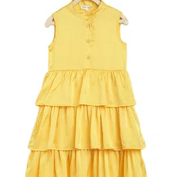 am ma Girls Yellow Layered Dress-image-70