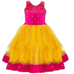 STANWELLS KIDS Girls Embroidered Mirror Work Ready to Wear Lehenga &-image-78