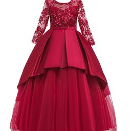 StyleCast Girls Red Floral Embroidered Layered Gown Dress-image-73