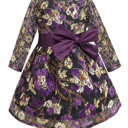 A.T.U.N. Girls Black Floral Lace Dress With Bow-image-33