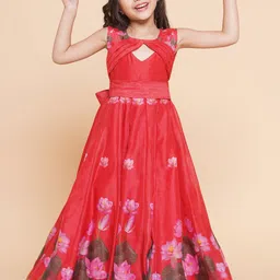 Bitiya by Bhama Girls Floral Printed Cut -Out Gown-picture-58