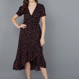 ZNX Clothing Black Floral Midi Dress-image-45