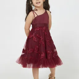 TIC TAC TOE Maroon Floral Midi Dress-image-75