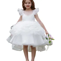 StyleCast White Girls Flutter Sleeves Embellished Balloon Party Dress-image-5