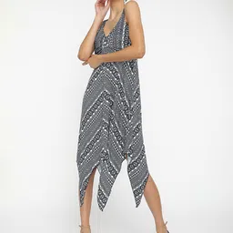 LULU & SKY Abstract Printed A-Line Midi Dress-image-26