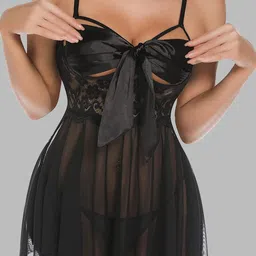 Krelin Self Design Shoulder Straps Net Baby Doll image 1