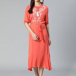 Oxolloxo Red Tie-Up Neck Midi Dress-picture-13