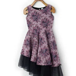 TIC TAC TOE Girls Pink Floral Asymmetric Jacquard Dress-image-87