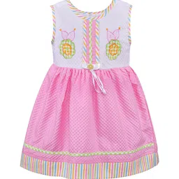 Wish Karo Girls Pink Colourblocked Fit and Flare Dress-35