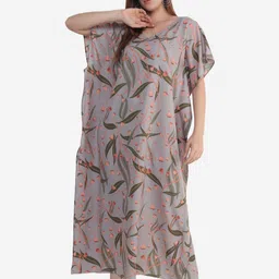 Beau Design Grey Printed Kaftan Nightdress-picture-25