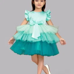 Pink Chick Sea Green Colourblocked Layered Satin Dress-picture-18