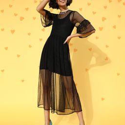 Athena Women Stunning Black Solid Sheer Dress-image-80