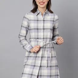 StyleStone Grey Checked Shirt Dress-picture-3