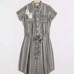 Peppermint Grey Striped Shirt Dress-picture-14