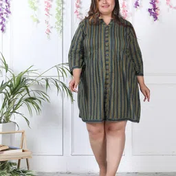 Swasti Striped Cotton Tunic Dresses-image-7
