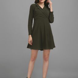 PURVAJA Women Olive Green V-Neck Dress-image-99