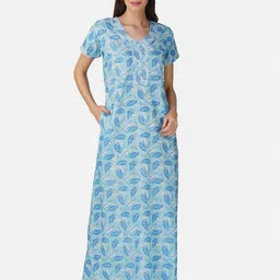 Sand Dune Tropical Printed V-Neck Maxi Nightdress-image-96