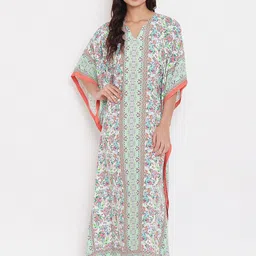 The Kaftan Company Off White Printed Kaftan Nightdress-picture-48