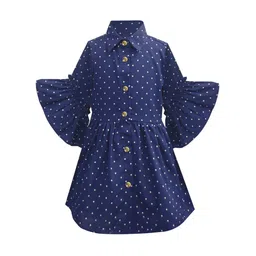 A T U N Navy Blue & White Shirt Dress-image-15