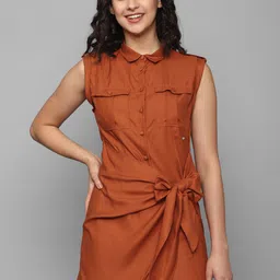 Allen Solly Woman Tie-Up Detailed Sleeveless Shirt Dress-image-9