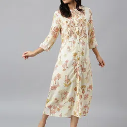 W Floral A-Line Midi Dress-image-93