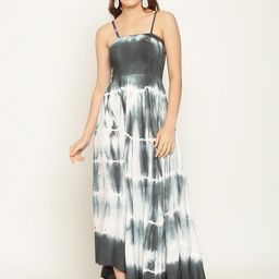 Aawari Grey & White Tie and Dye Maxi Dress-image-65