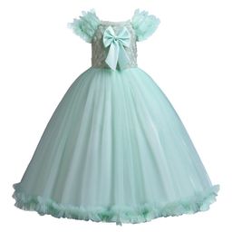 StyleCast Girls Green Square Neck Flutter Sleeves Bow Maxi Dress-picture-15