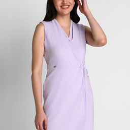 Allen Solly Woman V-Neck Sleeveless Pleated Wrap Dress-image-75