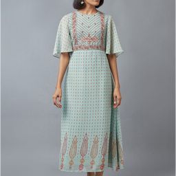 W Green Ethnic Maxi Dress-image-92