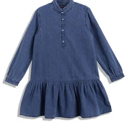 Tommy Hilfiger Girls Mandarin Collar Cotton A-Line Dress-image-90
