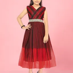 BAESD Girls Embellished Gathered V-Neck Sleeveless Gown-picture-12