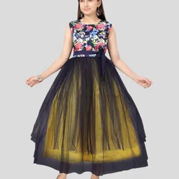 BAESD Floral Printed Sleeveless Net Maxi Dress-image-9