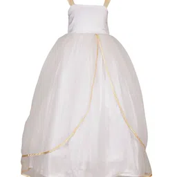Samsara Couture Girls White & Gold-Toned Layered Net Maxi Dress-picture-14