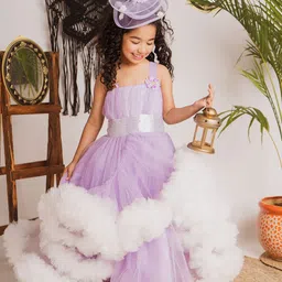 Foreverkidz Girls Self Design Net Maxi Casual Dress-picture-6