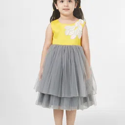 TIC TAC TOE Grey & Yellow Midi Dress-image-92