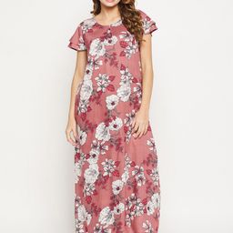 Clovia Floral Printed Maxi Nightdress-image-31