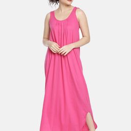 GOLDSTROMS Round Neck Sleeveless Pure Cotton Maxi Nightdress-image-75