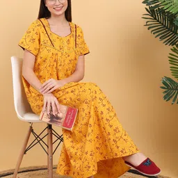 Sweet Dreams Printed Maxi Cotton Nightdress-image-78
